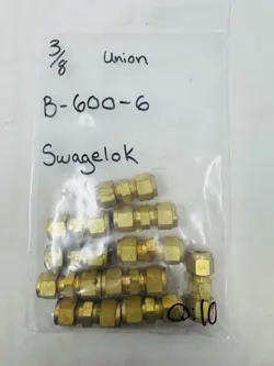 SWAGELOK B-600-6 BRASS 3/8 INCHES REDUCING UNION FITTING PACK OF 10