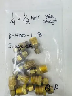 SWAGELOK B-400-1-8 BRASS 1/4 IN. TUBE OD X 1/2 IN NPT MALE STRIGHT  LOT OF 10!
