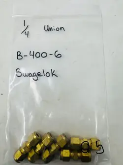 SWAGELOK B-400-6 BRASS UNION COMPRESSION FITTING 1/4