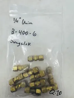 SWAGELOK B-400-6 BRASS UNION COMPRESSION FITTING 1/4