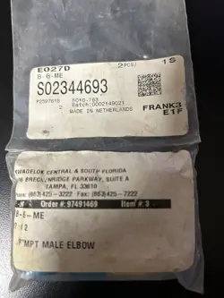 SWAGELOK, B-6-ME, 2-PACK, BRASS PIPE FITTING, STREET ELBOW, 3/8 IN. MNPT 