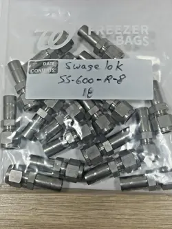 18-SWAGELOK SS-600-R-8 TUBE FITTING, REDUCER, 3/8” TUBE OD X 1/2” TUBE ADAPTER