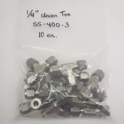 10 - SWAGELOK STAINLESS STEEL TEE UNION FITTING, 1/4