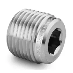 SWAGELOK, SS-4-HP STAINLESS STEEL PIPE FITTING, HOLLOW HEX PLUG, 1/4 IN. MALE NP