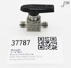 37787 SWAGELOK 40G SERIES BALL VALVE, 0.6 CV, 1/4 IN SS-42GS4-1466