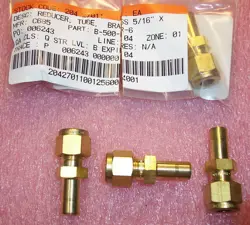 QTY (5) B-500-R-6 SWAGELOK BRASS TUBE FITTINGS REDUCING UNION 5/16