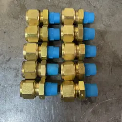 (10 PCS) SWAGELOK BRASS CONNECTORS, 12MM OD TUBE X 1/4