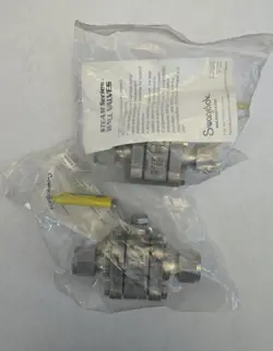 (1) NEW SWAGELOK 3/8” BALL VALVE COMP STAINLESS STEEL - STEAM RATED SS-S62PS6 