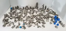 LARGE LOT OF SWAGELOK FITTINGS, CONNECTORS, ELBOWS AND MORE