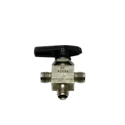 USED WHITEY SWAGELOK 1/4 STAINLESS STEEL 3-WAY METERING VALVE SS-42XS4
