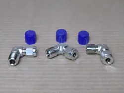 NEW LOT OF 3 PARKER/SWAGELOK 1/4'' TUBE OD COMPRESSION FITTED 90 ELBOW