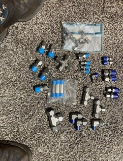 (LOT OF 48) SS FITTINGS SWAGELOK & TYLOK FITTINGS, NEW, INCOMPLETE, ETC..