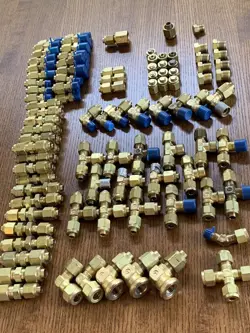 TYLOK SWAGELOK BRASS FITTING LOT, SEE DESC - UNION BRANCH TEE ELBOW NPT BULKHEAD