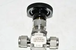 NEW SWAGELOK SS-1RS6-PK-W20-W22 MANUAL STAINLESS NEEDLE VALVE 5000PSI 3/8IN TUBE