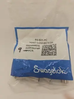 LOT OF 9 SS-601-PC SWAGELOK STAINLESS STEEL PORT CONNECTOR,  3/8