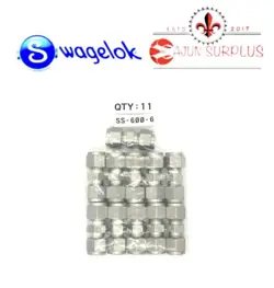 QTY:11 ~NEW~ SWAGELOK P.N.: SS-600-6, 3/8 TUBE OD X 3/8 TUBE OD, SS316 - UNION