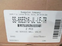 LOT OF 2 EA SWAGELOK SS BALL VALVES #65ES16-JL-LE-TR   1