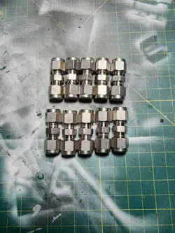 LOT OF 10: SWAGELOK SS-400-6,  316 STAINLESS STEEL UNION, 1/4