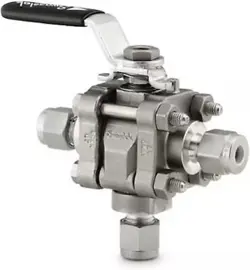 SS-63XTS8 STAINLESS STEEL 3-PIECE 60 3-WAY BALL VALVE REINFORCED PTFE SEATS 1/2