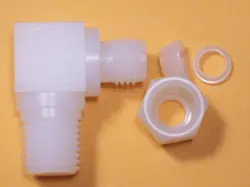 1 - SWAGELOK NYLON ELBOW CONNECTOR,   6 MM TUBE OD X 1/4