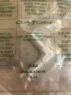 SWAGELOK AUTOMATIC TUBE WELD STAINLESS 316L-6-ATW-9P