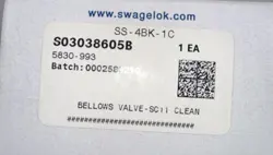 SWAGELOK SS-4BK-1C  BELLOWS SEALED VALVE,GASKETED, 1/4 IN, TUBE FITTING, 146642