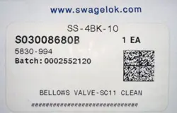 NEW SS4BK10319 SWAGELOK SS-4BK-10-319 BELLOWS SEALED VALVE 1/4