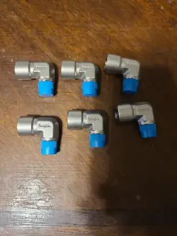 6 - SWAGELOK STAINLESS STEEL MALE PIPE STREET ELBOW FITTING, 3/8