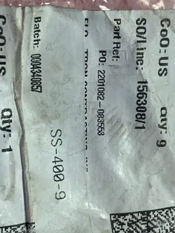SWAGELOK SS-400-9 STAINLESS