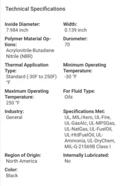 70 DUROMETER O-RING