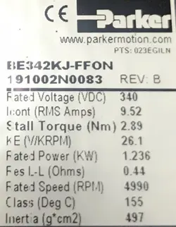 BE342KJ-FFON PARKER SERVO MOTOR NEW