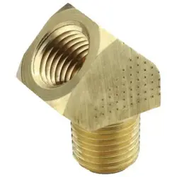 PARKER 2214P-4-4 45 EXTRUDED STREET ELBOW, BRASS, 1/4 IN