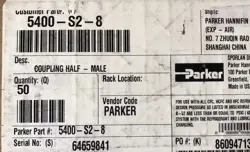 50PCS/BOX   PARKER  5400-S2-8  COUPLING HALF-MALE  NEW IN BOX DHL/FEDEX/UPS