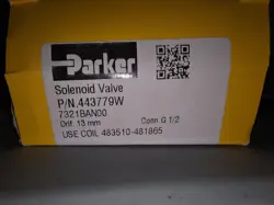 PARKER SOLENOID VALVE P/N 443779W7321BAN00 ORIF 13MM CONN G 1/2