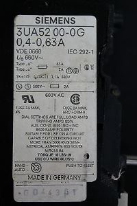 Image 2 of SIEMENS 3UA52 00-0G OVERLOAD RELAY 0.4-0.63A AMP 600V 600 V VOLT