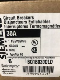 Image 2 of Siemens BQ1B030QLD Single Pole 30A Circuit Breaker Din Rail Mount Qty 1