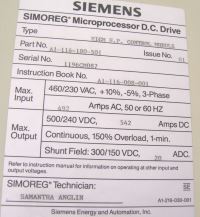 Image 9 of SIEMENS SIMOREG  DC DRIVE  A1-116-180-501  A1-116-101-501   60 Day Warranty!