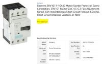 Image 2 of SIEMENS 3RV1011-1GA10 MOTOR STARTER 4.5-6.3 AMP New Bulk Stock [Z3S5]