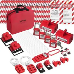 VEVOR ELECTRICAL LOCKOUT TAGOUT KIT, 47 PCS SAFETY LOTO KIT INCLUDES PADLOCKS,