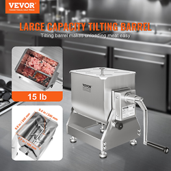 VEVOR 15 POUND TILT MANUAL MEAT MIXER SAUSAGE HAND MIXER MACHINE STAINLESS STEEL