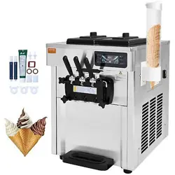 VEVOR COMMERCIAL ICE CREAM MACHINE, 18-28 L/H YIELD, 1850W 3-FLAVOR COUNTERTOP S