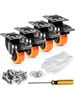 VEVOR CASTER WHEELS, 3-INCH SWIVEL PLATE CASTERS, SET OF 4