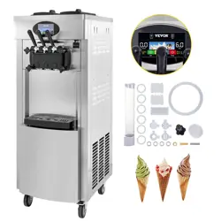 VEVOR 20-28L/H SOFT SERVE ICE CREAM MACHINE COMMERCIAL MAKER 3FLAVORS AUTO CLEAN