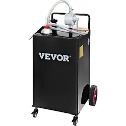 VEVOR FUEL CADDY FUEL STORAGE TANK 35 GALLON 4 WHEELS WITH MANUEL PUMP,BLACK