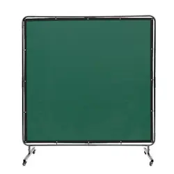 VEVOR WELDING SCREEN WITH FRAME 6' X 6' WELDING CURTAIN SCREEN ON 4 WHEELS GREEN