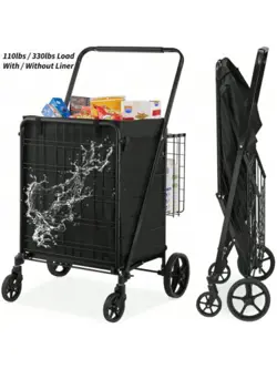 GOOD VEVOR FOLDING SHOPPING CART WITH DUAL BASKETS
