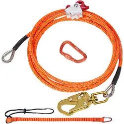 VEVOR 16MM STEEL CORE FLIPLINE 12FT(3.6M) ARBORIST CLIMBING ROPE FALL PROTECTION