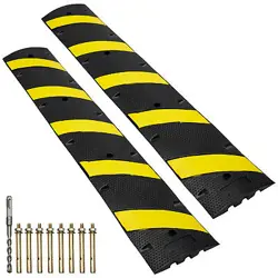 VEVOR 2 PCS RUBBER SPEED BUMP 2CHANNEL LOAD HEAVY DUTY CABLE PROTECTOR RAMP 10T,