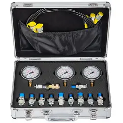 HYDRAULIC PRESSURE TEST KIT 600BAR DIAGNOSTIC 3 GAUGE 11 COUPLINGS US