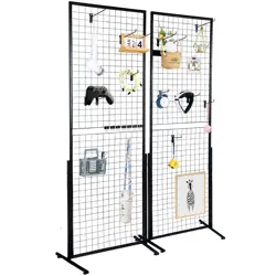 VEVOR 2' X 5.6' GRID WALL PANELS TOWER, 2 PACKS WIRE GRIDWALL DISPLAY RACKS